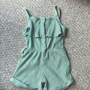 Kids Green Ribbed Romper